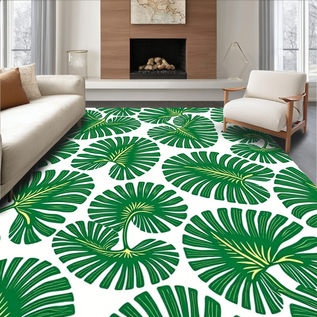 Emerald Green Fan Leaf Burst Rug