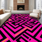 Neon Pink Maze Geometric Rug