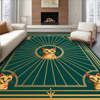 Golden Cat Sunburst Art Deco Rug