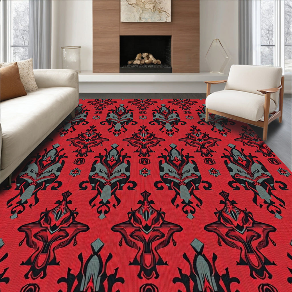 Crimson Tribal Face medallion Rug