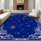 Deep Blue Celestial Star Constellations Rug