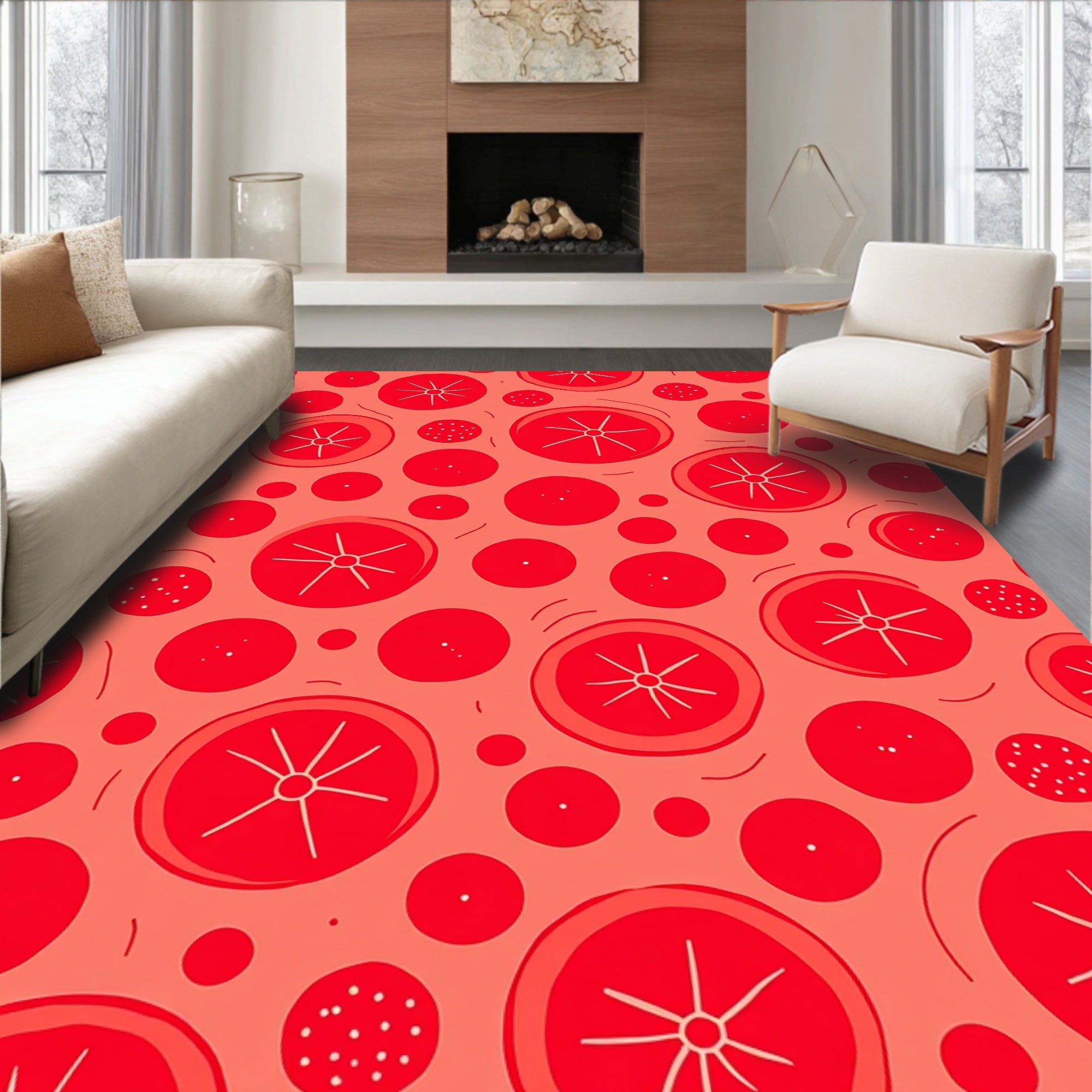 Red Citrus Slice Medley Rug