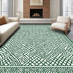 Green Abstract Geometric Maze Rug