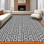 Black White Abstract Vertical Maze Rug
