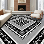 Monochrome Geometric Diamond Tribal Rug
