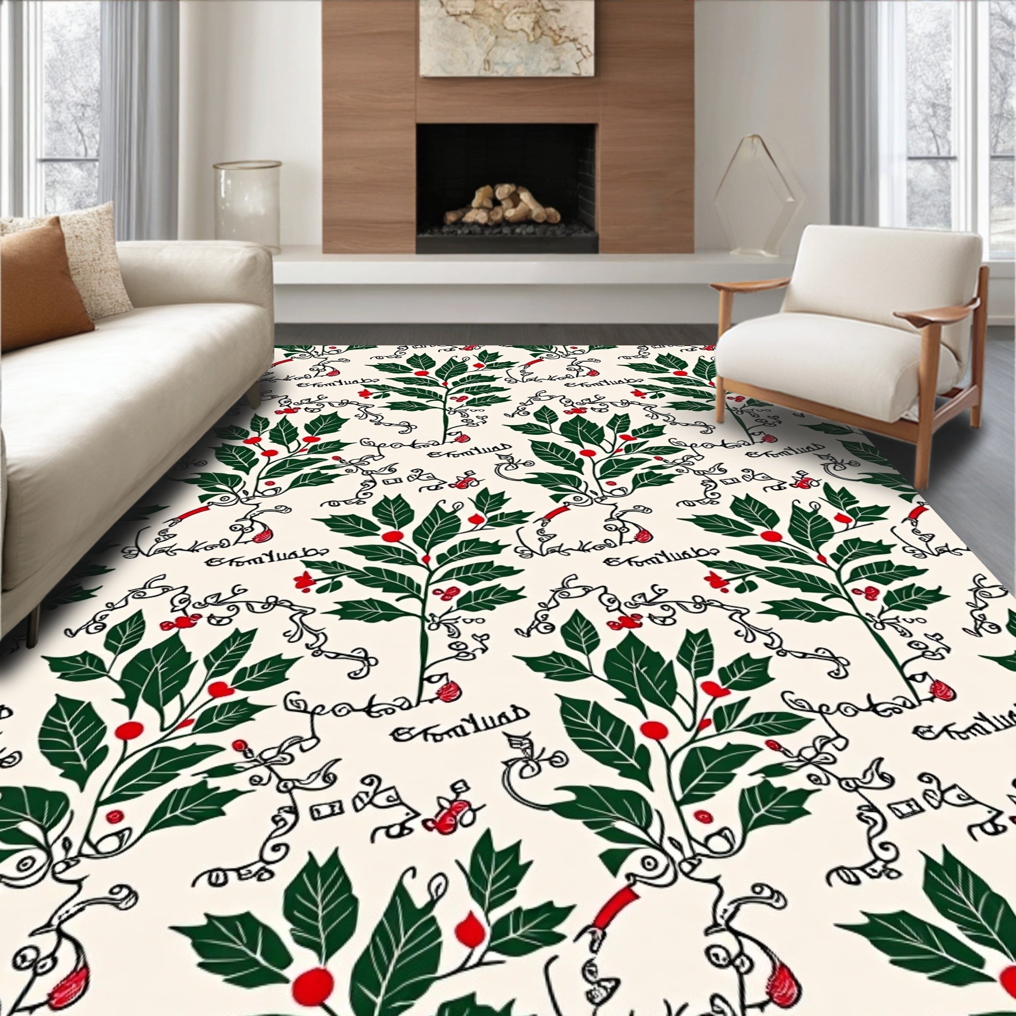 Spiced Holly Berry Vine Foliage Rug