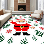Cheerful Santa Claus Snowflake Leaf Rug
