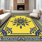 Bold Yellow Floral Star Medallion Rug