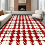 Classic Red Houndstooth Check Rug