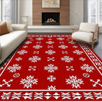 Crimson White Snowflake Garden Rug