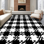 Classic Black White Houndstooth Check Rug