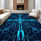 Electric Blue Hexagonal Symmetrical Spires Rug