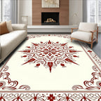 Symmetrical Starburst Bloom Border Artwork Rug