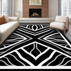 Bold Black White Geometric Abstract Rug
