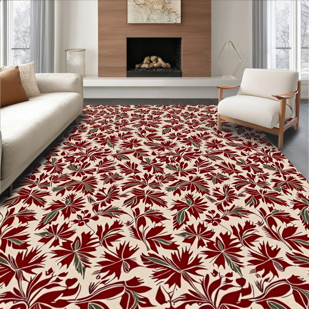 Deep Red Maple Foliage Garden Rug