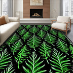 Vibrant Green Frond Botanical Art Rug