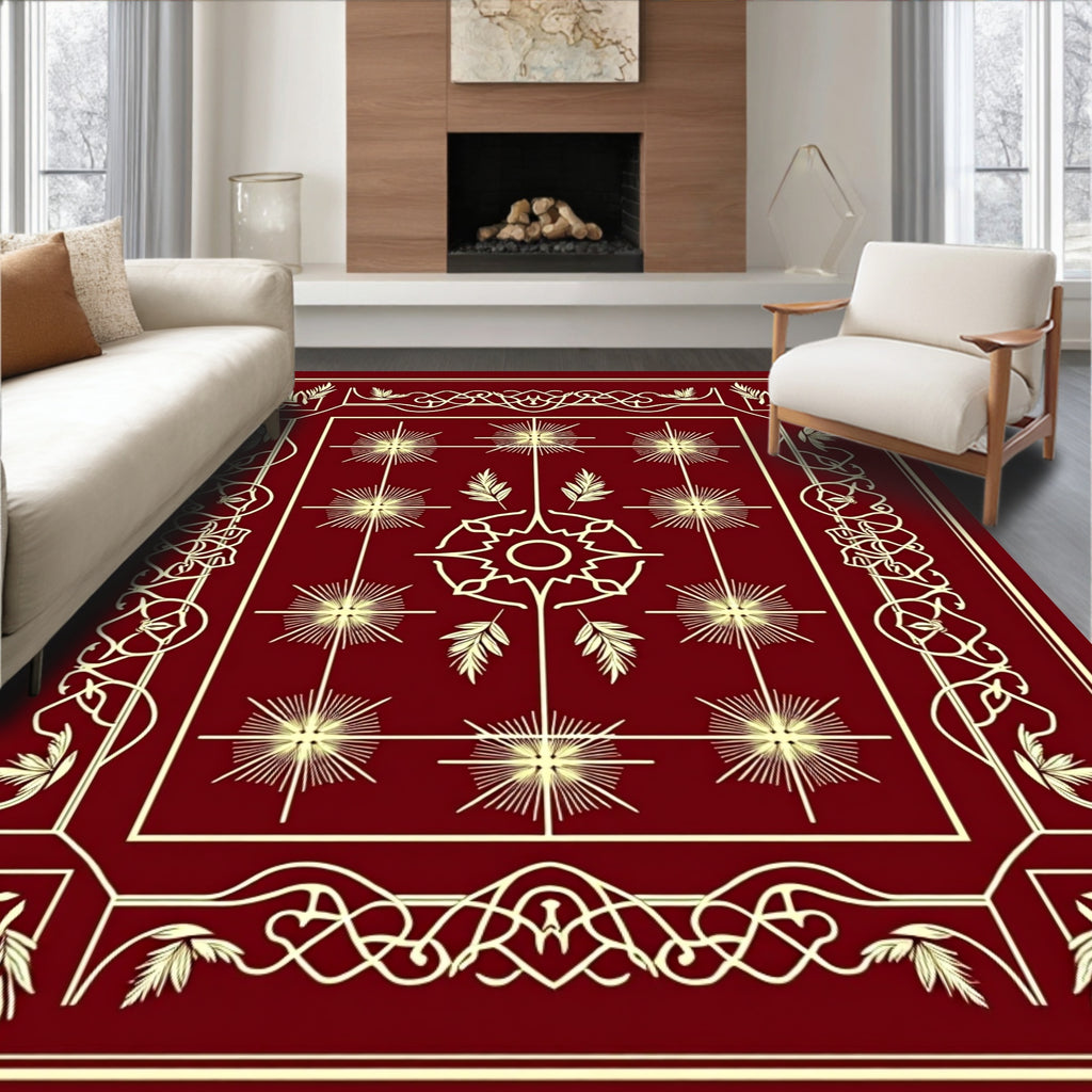 Crimson Radiant Starburst Medallion Rug