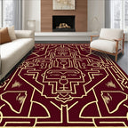Crimson Geometric Wine Motif Rug