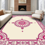 Maroon Ornamental Medallion Border Rug