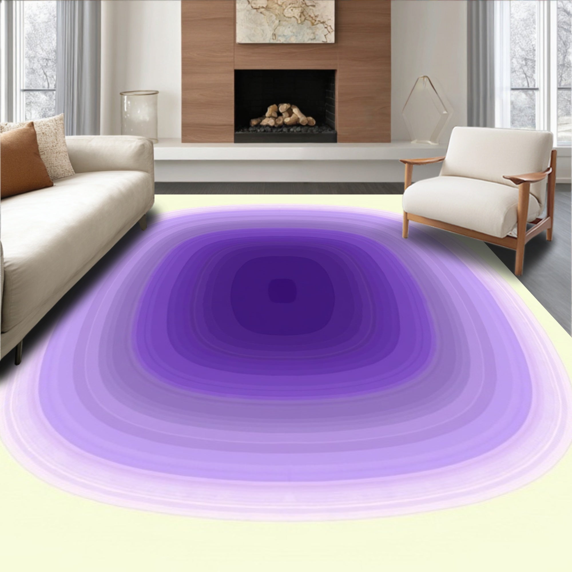 Graded Violet Rounded Square Layers Rug