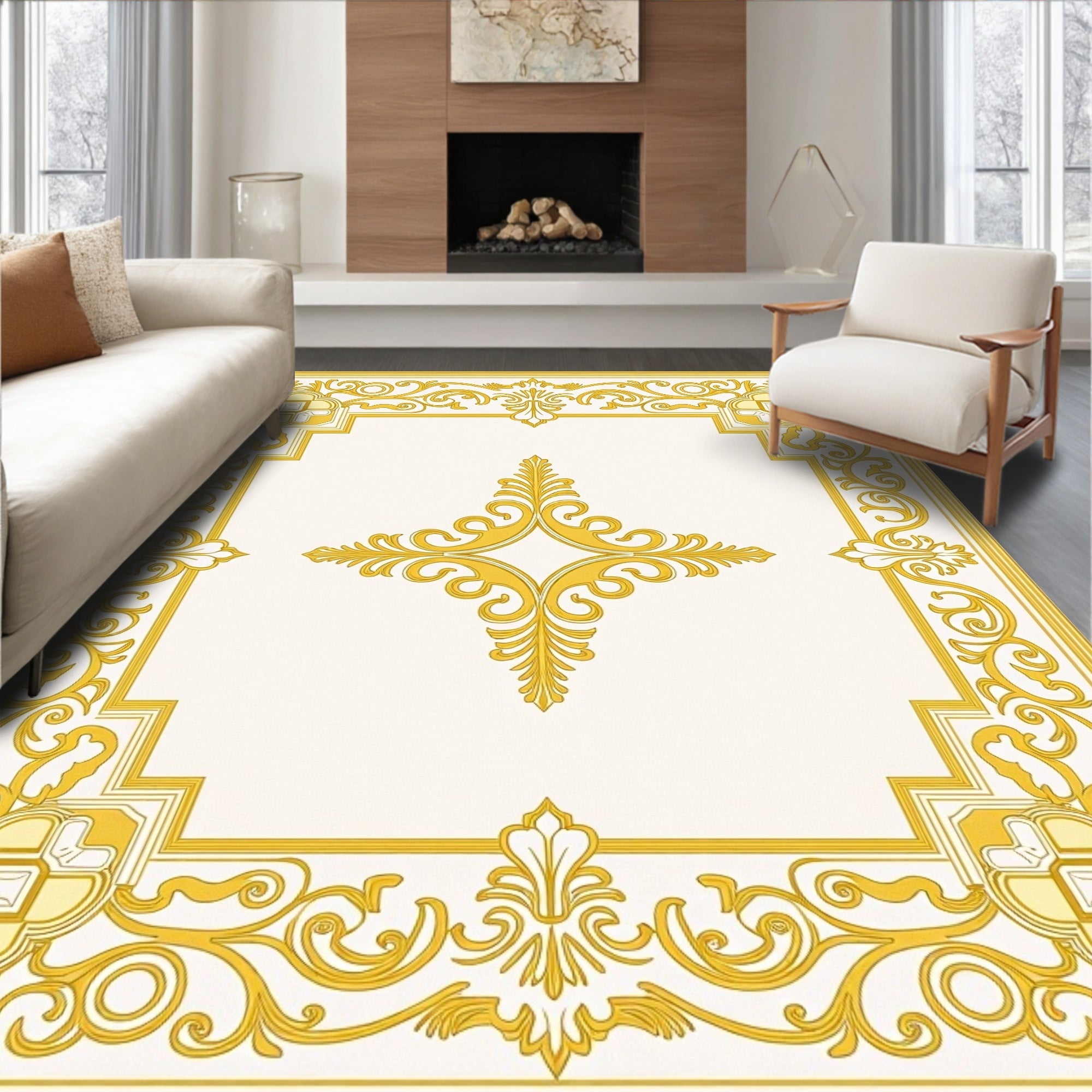 Golden Regal Scrollwork Medallion Rug
