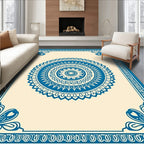 Deep Blue Mandala Border Rug