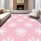 Pastel Pink White Snowflake Repeat Rug