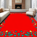 Red Holly Bells Garland Border Rug