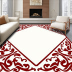 Crimson Filigree Corner Square Rug