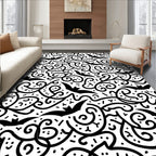 Whimsical Black Bat Swirls Rug