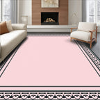 Pink Light Gray Art Deco Border Rug