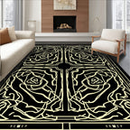 Yellow Outline Rose Garden Square Rug