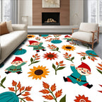 Whimsical Autumn Gnomes and Sunflowers Rug