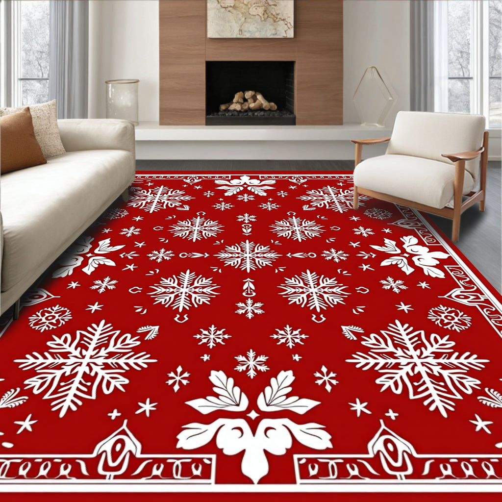 Crimson Snowflake Collage Bandana Rug