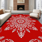 Crimson White Floral Medallion Rug