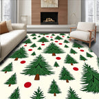 Evergreen Spruce Trees with Red Orbs Rug