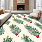 Green Fir Sprig Red Berry Accent Rug