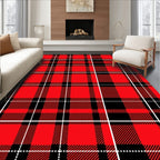 Classic Red Black Plaid Weave Rug
