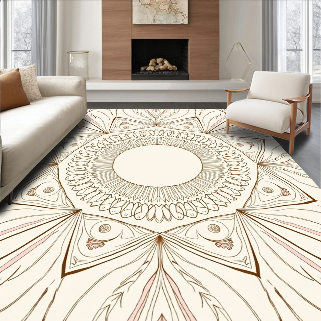 Delicate Pink and Brown Mandala Radiance Rug