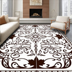 Dark Brown Ornate Scrollwork Medallion Rug