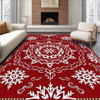 Crimson Snowflake Mandala Rug