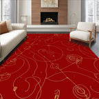 Crimson Gold Swirl Rose Constellation Rug