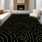 Lime Green Abstract Swirl Lines Rug