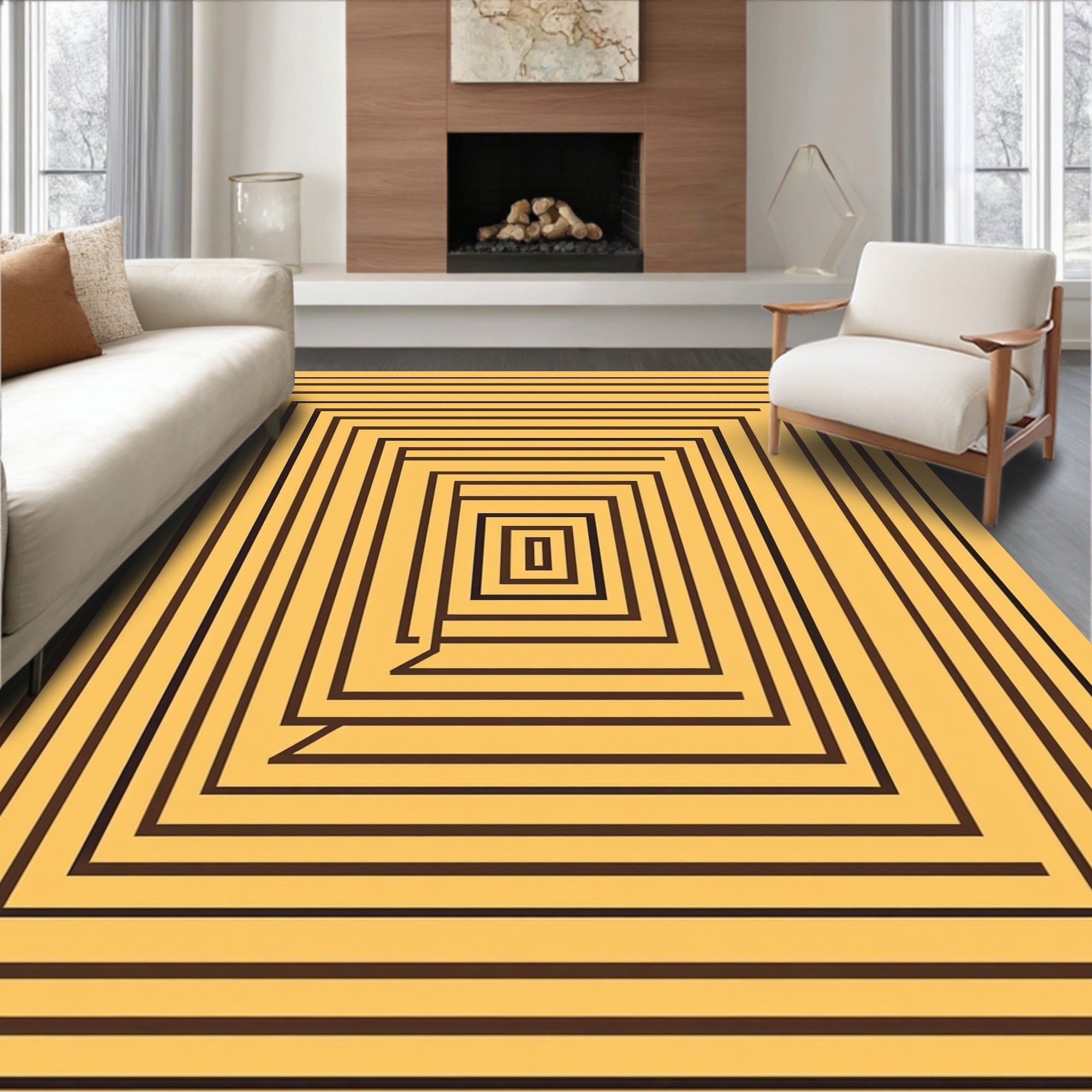 Burnt Orange Geometric Tunnel Rug