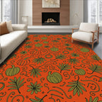 Autumn Pumpkin Vine Swirl Rug