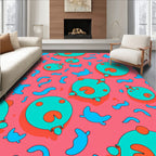 Coral And Teal Round Creatures Rug