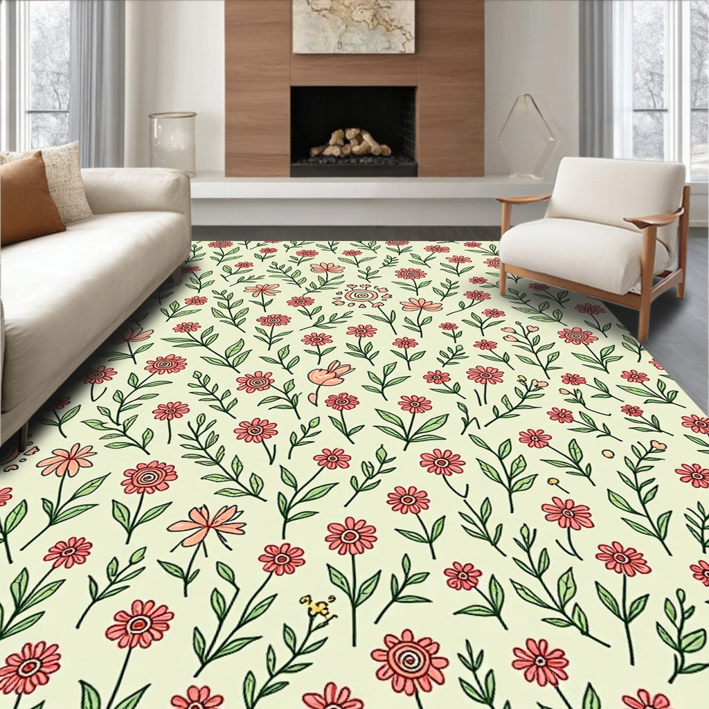 Coral Petal Twig Garland Rug