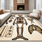 Antique Gold Anatomical Skeleton Display Rug