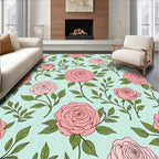 Soft Pink Rose Garden Swirls Rug
