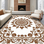 Brown Floral Medallion Border Rug
